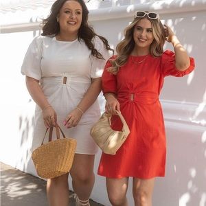 Cutout White Linen Mini Dress